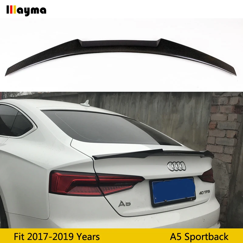 

M4 style Carbon fiber rear trunk spoiler For Audi A5 sportback 4door 2017 2018 2019 year A5 Sline S5 Car styling spoiler Wing