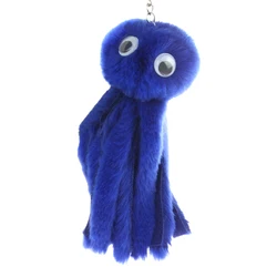 Plush Rabbit Fur Pompom Octopus Keychain Women Cute Girls Fluffy Long Tassel Key Chain On Bag Car Jewelry Wedding Party Gift