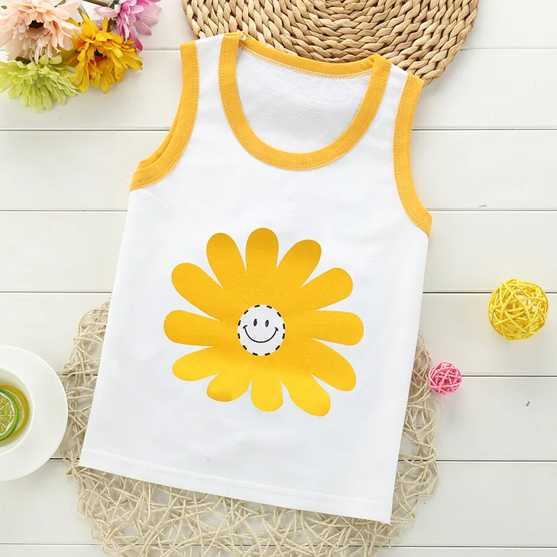 Shirt Baby Blouses Kids Vest Sleeveless t-shirt Boys new Toddler Shirts Cool Print Cotton Cartoon Children girls single top