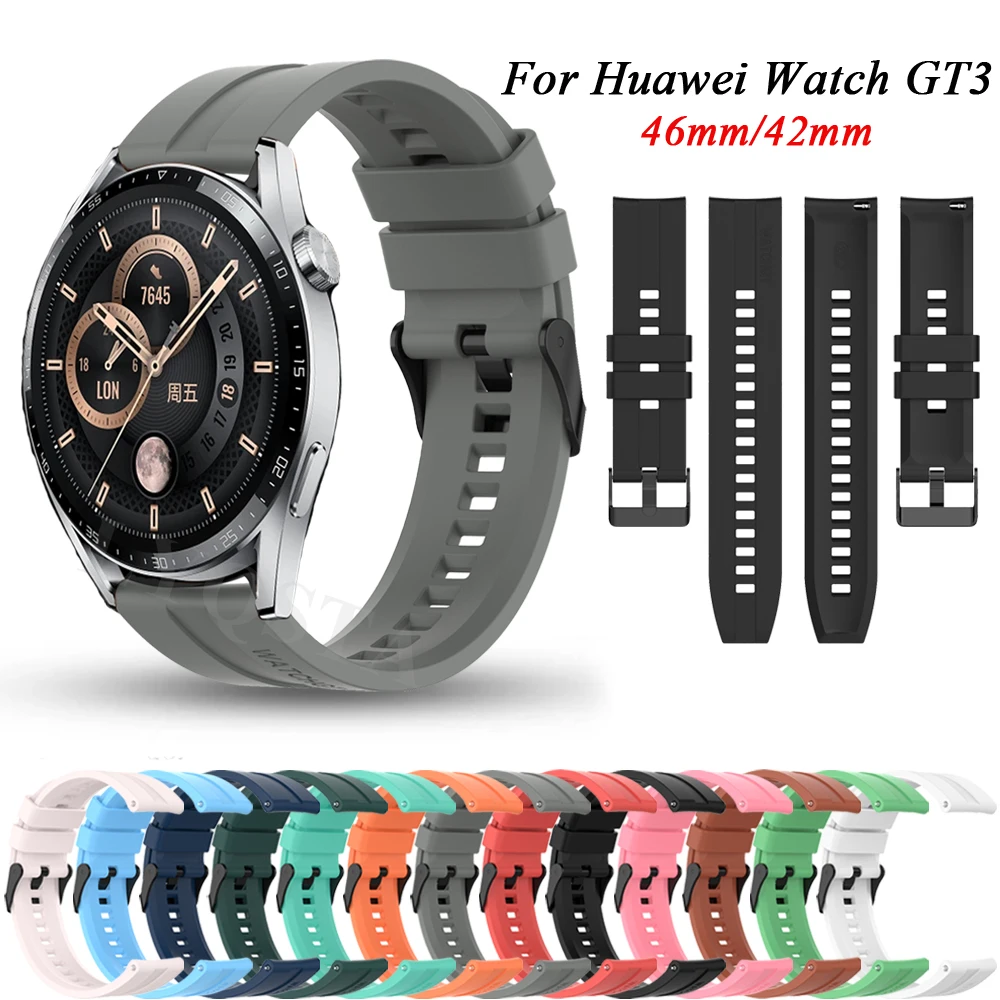 20 22mm Soft Silicone Officia Strap For Huawei Watch GT3 46mm 42mm Bands GT Runner Honor Magic 42 46mm Watchband Bracelet Correa