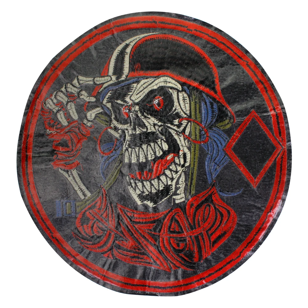 Dead Skull Patches Embroidery Applique Skull Patch Motorcycle Rider Iron-On Badges for Leather Jacket Backpacks