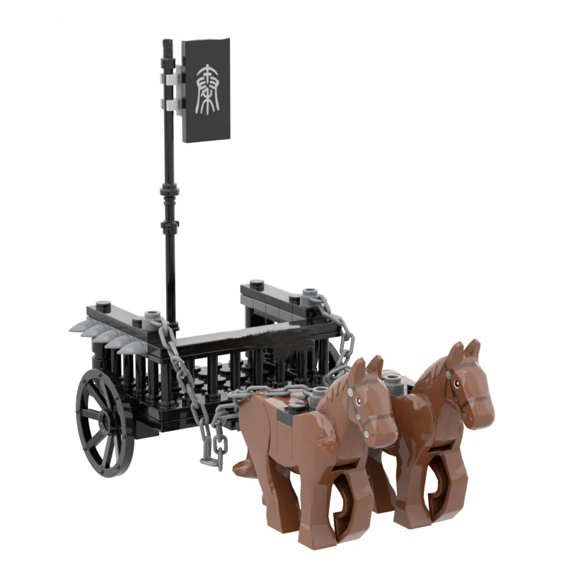MOC Medieval Carriage Horse Animals Chariot Building Blocks Military Knights Figures Soldier Accessories War Weapons Kids Toys