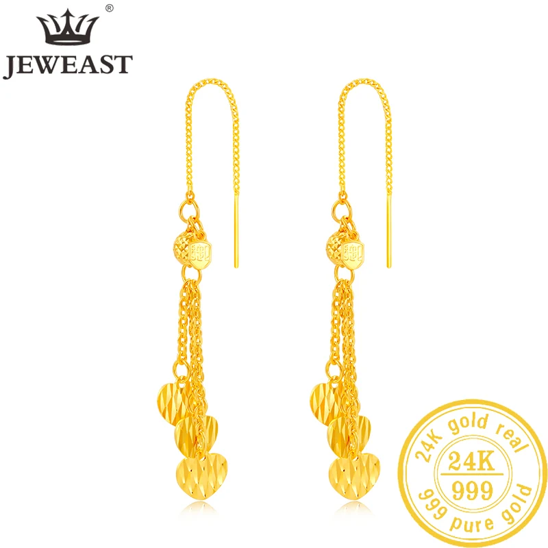 24K Pure Gold Earring Real AU 999 Solid Gold Earrings Nice Good Hollow Ball Tassel Upscale Trendy Fine Jewelry Hot Sell New 2023