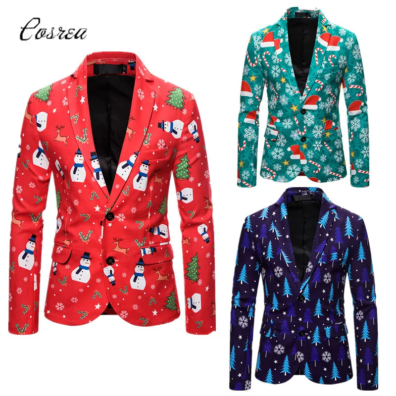 

Newest Merry Christmas Suit Santa Claus Cosplay Costume Men Slim Fit Fashion Coat Prom Suits Jacket Buttons Celebrating Clothes