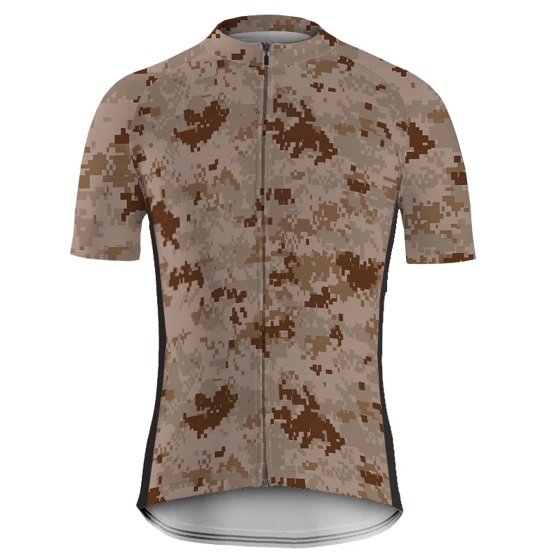 Outdoor Short Sleeve Cycling Jersey Jacket for Men, MTB Shirt, Ciclismo Polyester Bike, Racing Sport Camo Design, Military Top