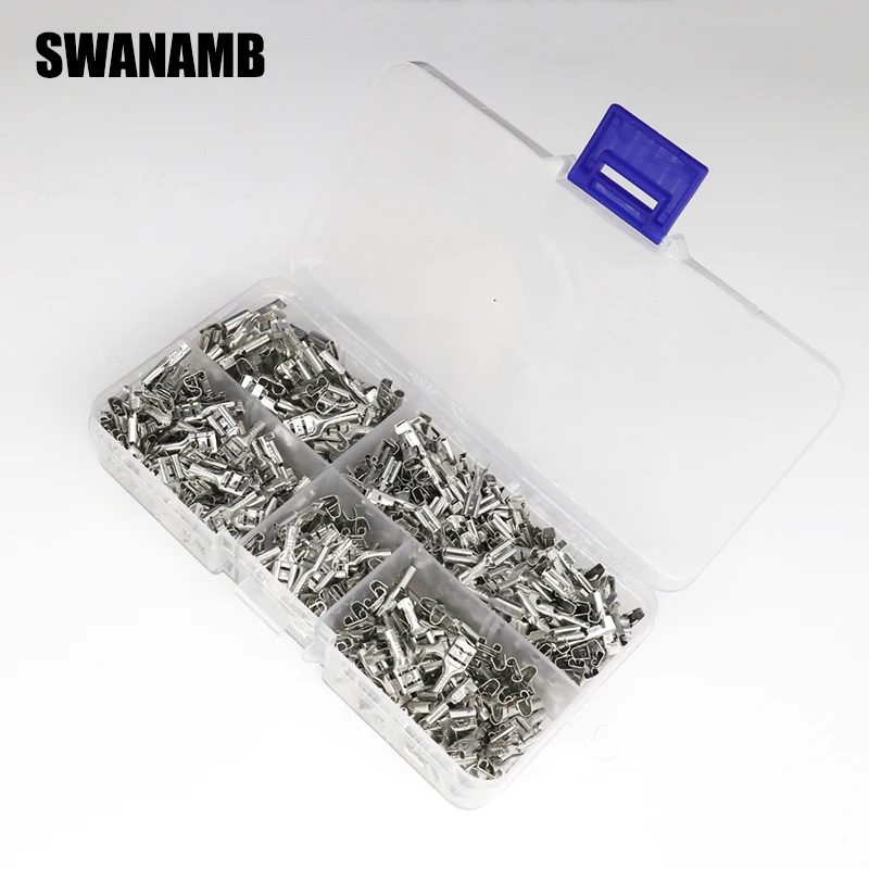 500pcs 0.5-1.5mm² TAB 2.8/4.8/6.3 Crimp Wire Terminals Set Electrical Wire Spade Connectors Assortment Kit For SN-48B