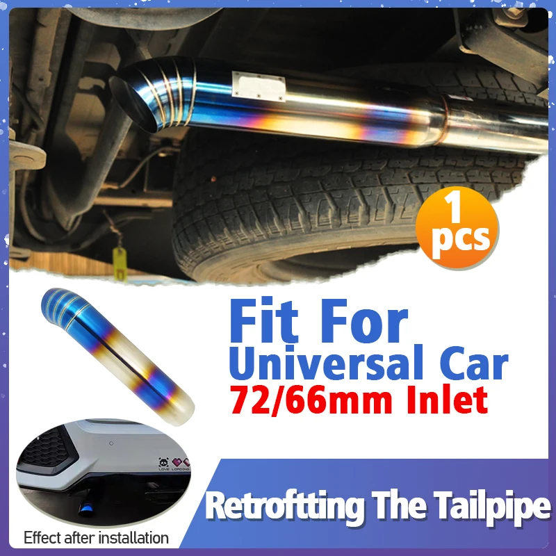 

Universal Racing Titanium Blue Stainless Steel Single Tube Exhaust Muffler Tube 66mm 72mm Tail Pipe Tipe Throat Accessories