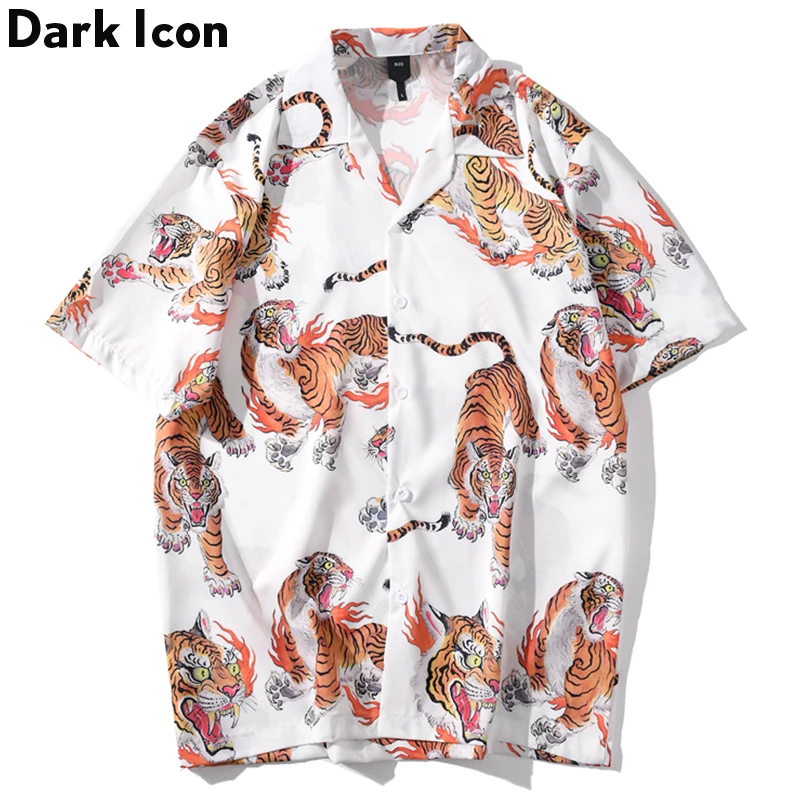 Dark Icon Tiger Full Print Hip Hop Shirt Men Women 2024 Summer Streetwear Men\'s Shirt Casual Shirts for Men