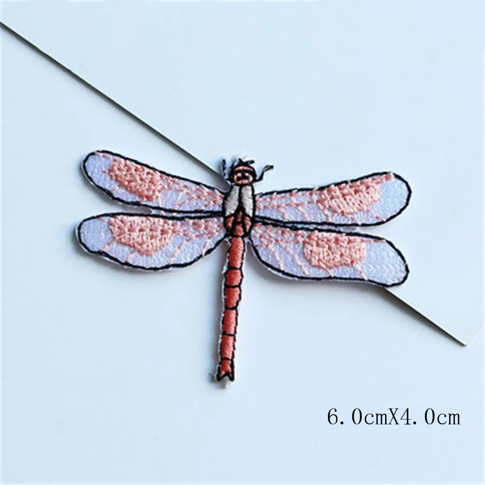 MAXSIN FUN 1 Pc High Quality Embroidery Color Dragonfly Sticker Animal Patches Iron On Clothes Bag Jeans Decoration DIY Applique