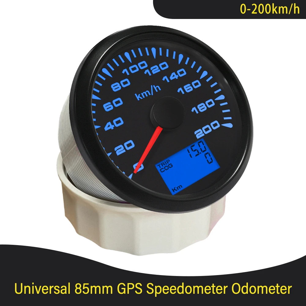 

Универсальный автомобильный катер 85 мм 0-120 км/ч 0-200 км/ч GPS Спидометр Одометр С 8 разными подсветками 9-32 в водонепроницаемый