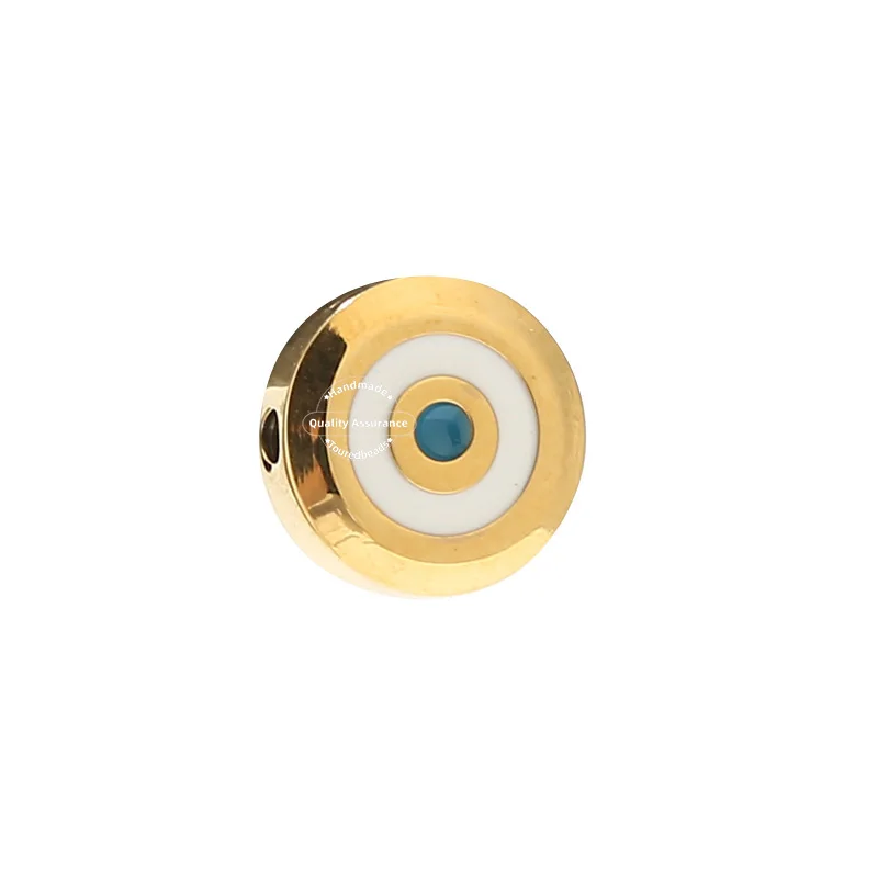 5PCS Stainless Steel Enamel Big Hole Round Beads Charm Pendants for DIY Women Necklace Bracelet 11mm