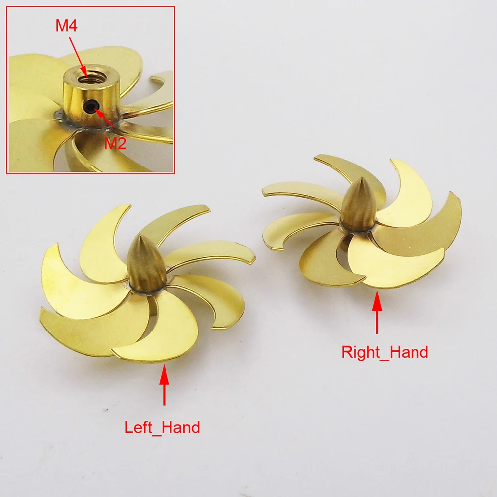 RC Boat Propeller 7-Blades M4 28mm Copper Props for RC Boat Scale Marine Aircraft Carrier Submarine Fishing Model Boat 4mm Shaft