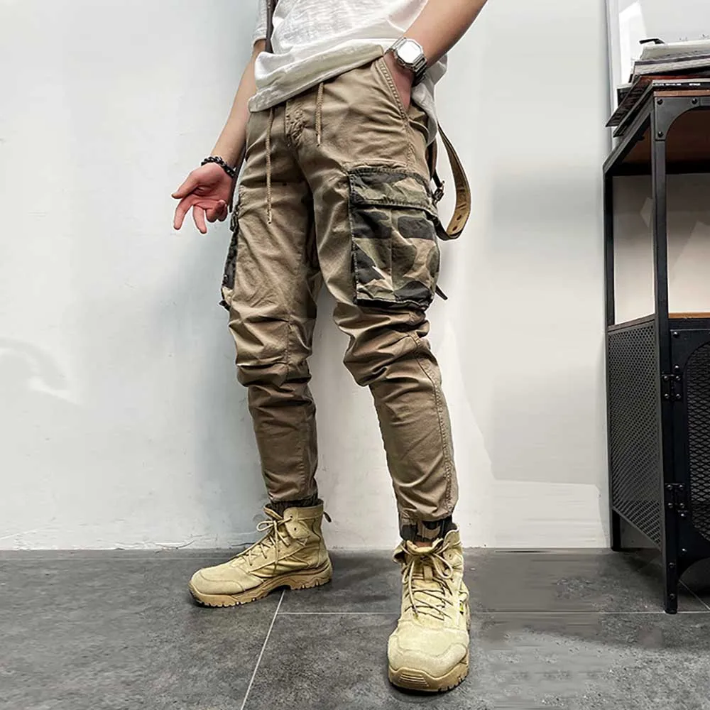 Retro Camouflage Slim Fit Cargo Pants Men Casual Harem Trousers Military Style Tactical Joggers Streetwear Clothing