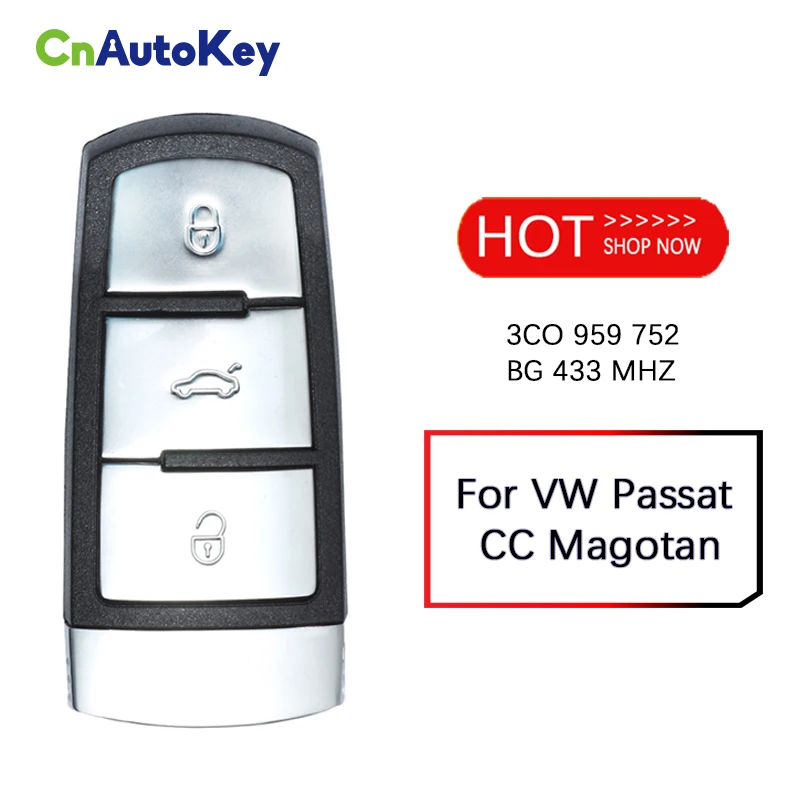 CN001024 Aftermarket  For VW Passat CC Magotan 3 Button Remote Key 434MHz Smart Key  ID46 Chip FCC 3CO 959 752 BG