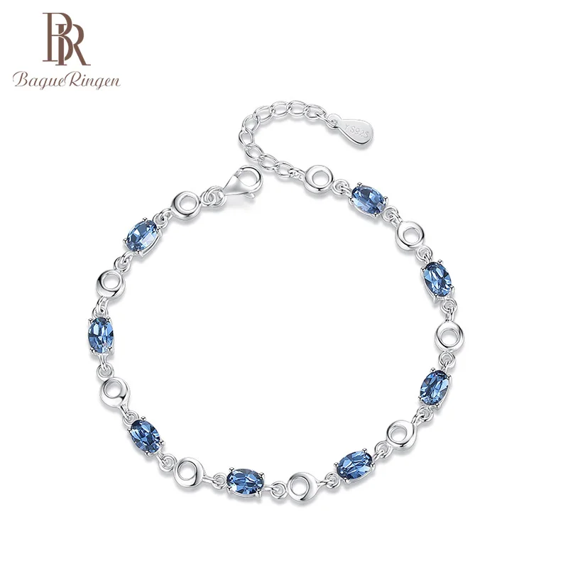 

Bague Ringen Aqua Blue Topaz Bracelets For Female Fashion Jewelry Deep Blue Gemstone Bracelet For Student Birthday Gift