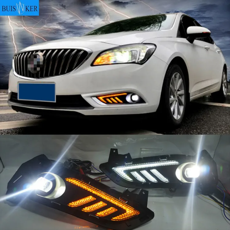 2Pcs For Buick Verano 2015 2016 2017 Led Daytime Running Light White Driving Yellow Turn signal Light Blue Night Fog Lamp