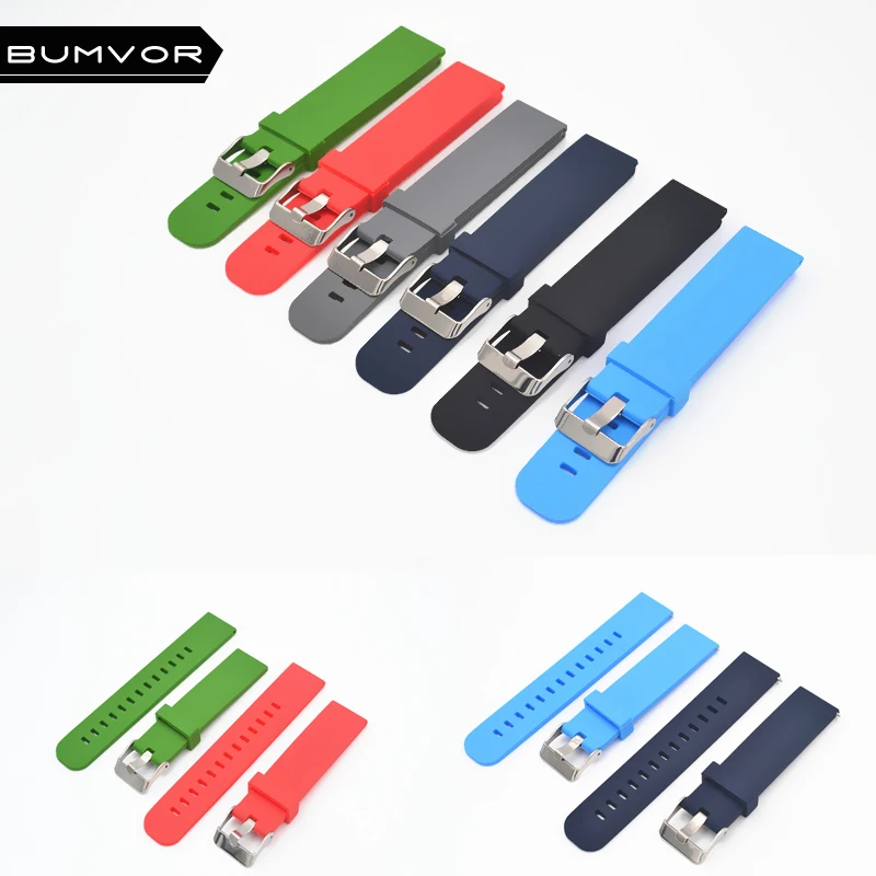 

Quick Install Watch Strap 18mm/20mm/22mm for Motorola Moto 360 2 Gen 46mm Samsung Gear2 Silicone Rubber Band Bracelet