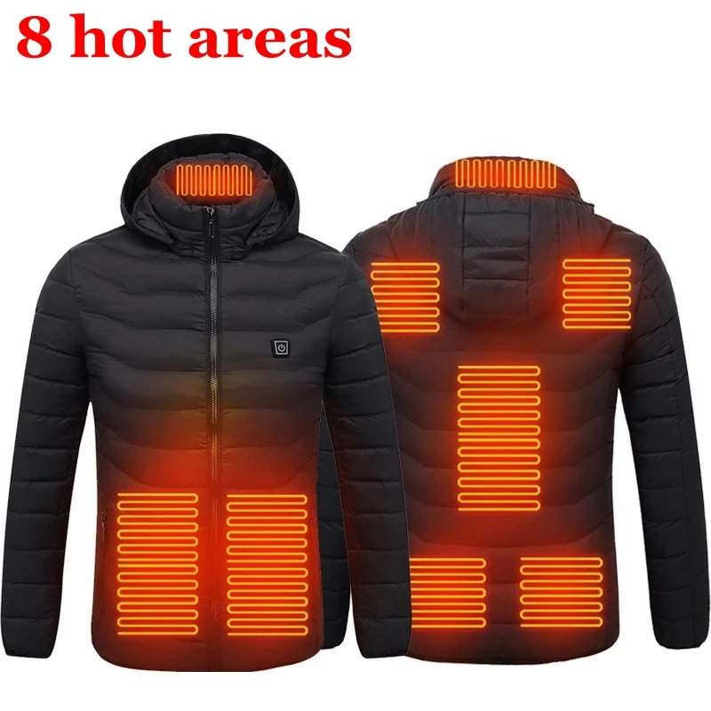 Smart Heated Jackets Autumn Winter Warm Flexible Thermal Hooded Jackets Usb Electric Heated Outdoor Vest Coat High Quality