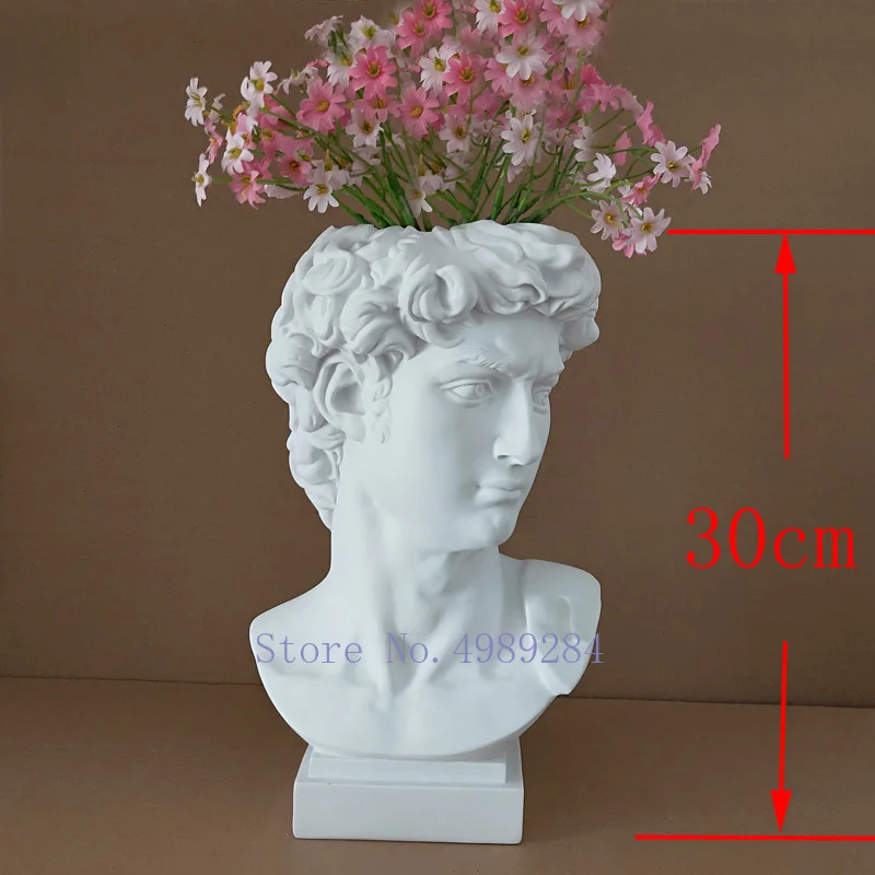 Creative Resin Imitation plaster vase David Sculpture head vase Flower arrangement accessories Apollo Venus Home Decorations