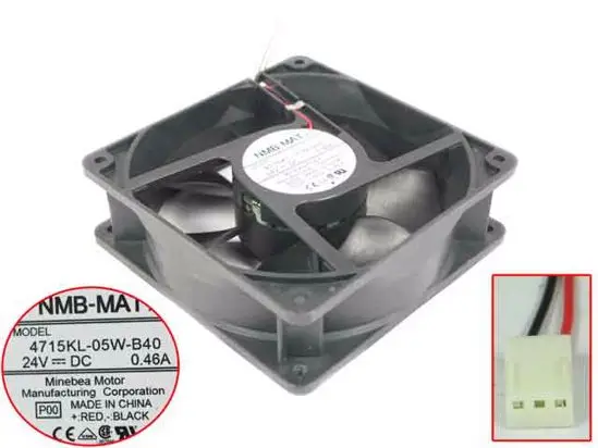 

NMB-MAT 4715KL-05W-B40 P00 DC 24V 0.46A 120x120x38mm 2-wire Server Cooling Fan