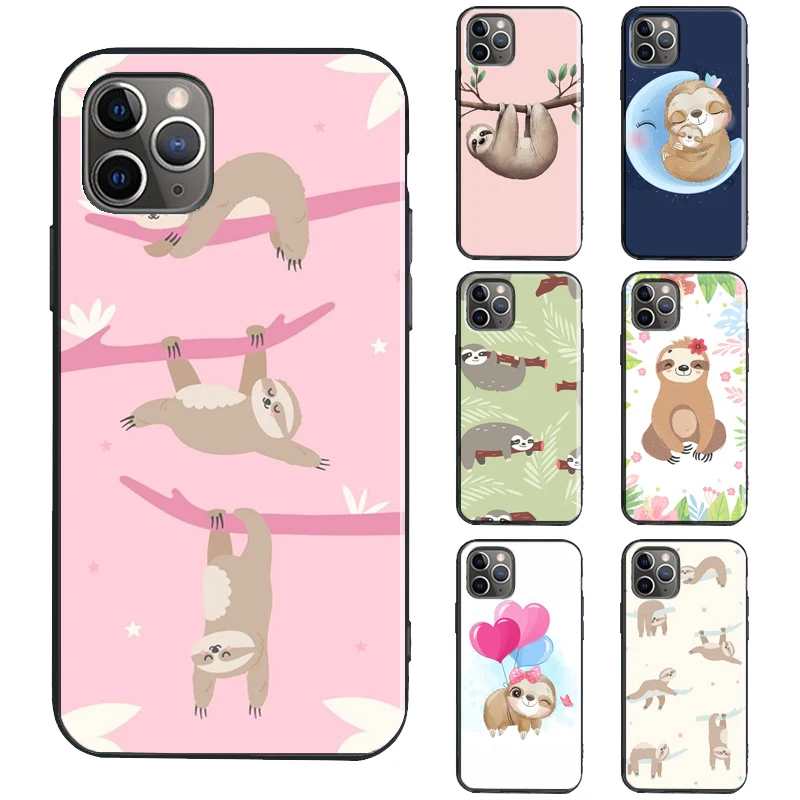 Cute Baby Sloth Case For iPhone 13 12 mini 11 14 Pro Max 6S 7 8 Plus X XR XS Max SE 2020 TPU Cover Coque