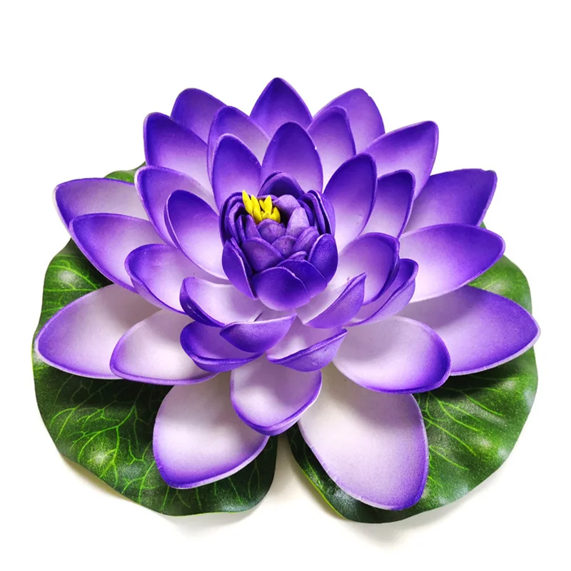 10/18cm Artificial Flowers Floating Lotus Water Lily Fake Lotus Micro Landscape for Wedding Pond Garden Simulation Plants Decor