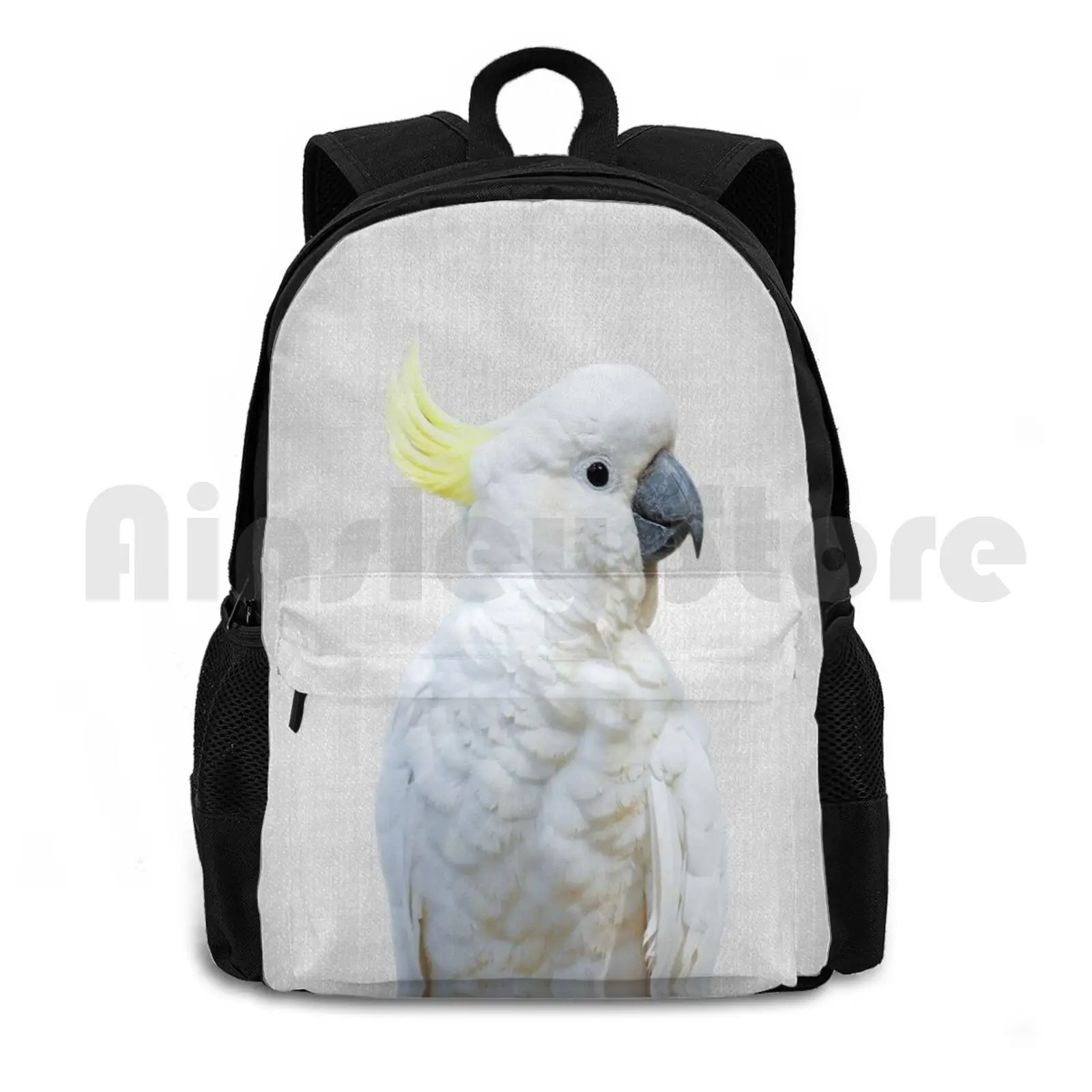 White Cockatoo-Colorful Outdoor Hiking Backpack Riding Climbing Sports Bag Animal Animals Peekaboo Wild Wildlife Nursery Modern