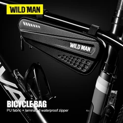 WILD MAN ES4 Bicycle Bag Waterproof Outdoor Triangle Bicycle Front Tube Frame Bag EVA Shell Carbon PU Mountain Bike Bag