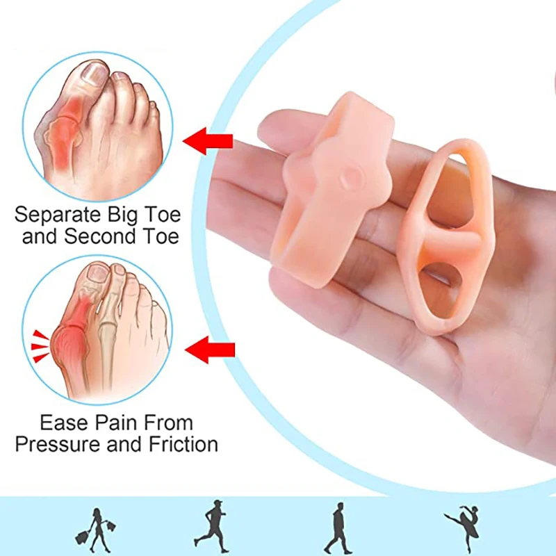 2pcs Gel Toe Separator Spreader Bunion Hallux Valgus Corrector Thumb Finger Correction Straightener Foot Care Tool Toe Spacer