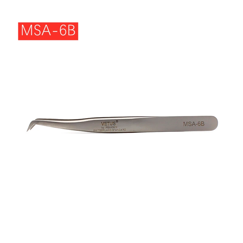 VETUS Original MSA-6B Pinzette Hyperfein Hohe Präzision Korrosion beständig für Volumen Wimpern Extensions 100% Echte – Detail 4