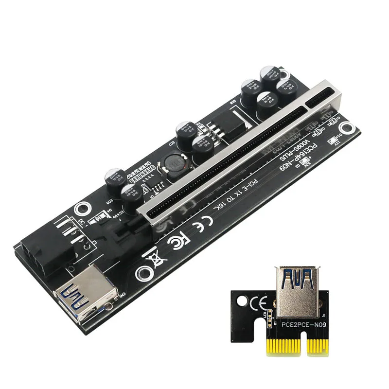 PCIE Riser 009S Plus Cabo Riser PCI Express X16 GPU Riser untuk Kartu Video 6 Pin Daya 60CM Kabel USB 3.0 untuk Penambang Bitcoin Pertambangan