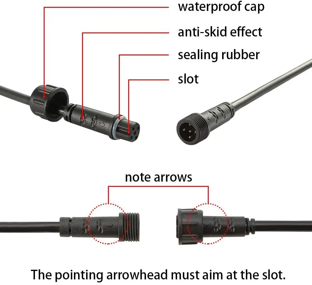 5PIN 1st 2 Meter IP 67 Waterproof Extension Cable Power Cord Male Female Connectors for FVTLED RGBW Garden Yard Rail Pool Lights