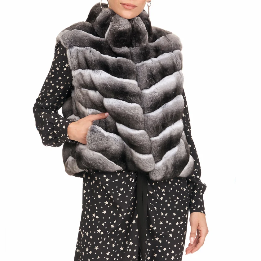 Gilet en fourrure de lapin Rex véritable, mode hivernale, garder au chaud