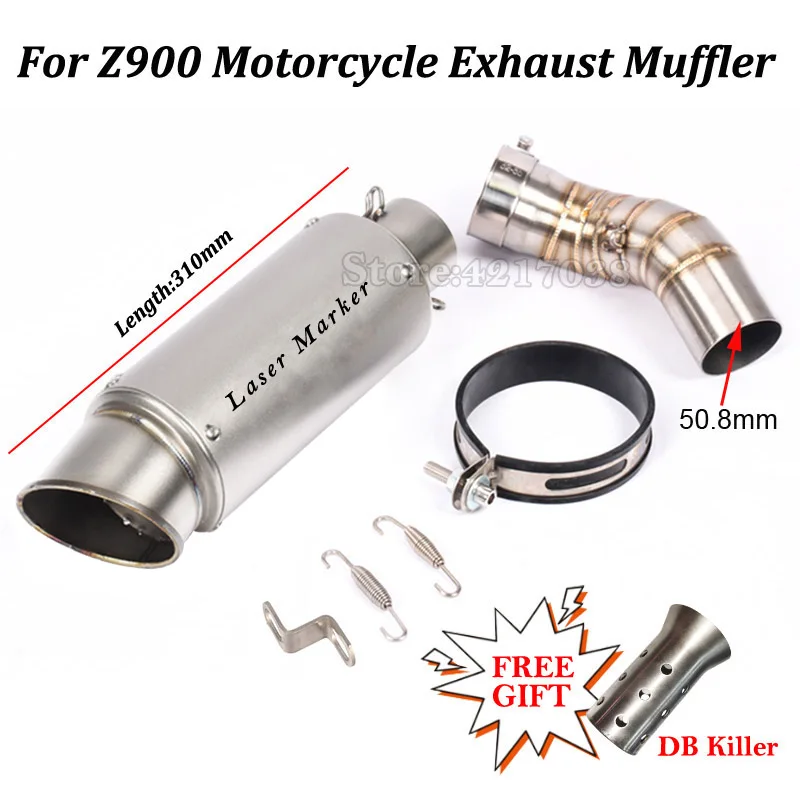 Slip-On For Kawasaki Z900 E A2 2017 2018 2019 Escape Echappement Muffler Motorcycle Exhaust Systems Middle Link Pipe DB Killer