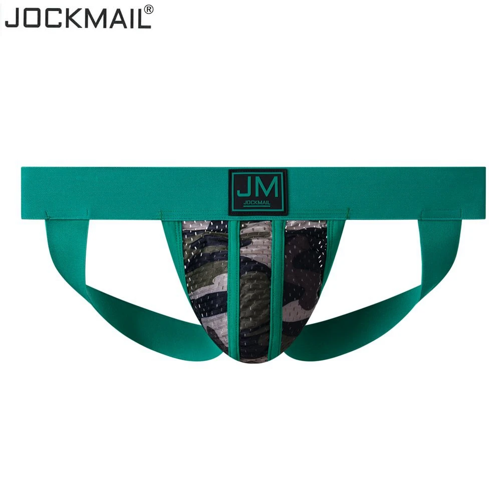 JOCKMAIL sexy underwear men jockstrap camouflage mesh underwear sissy men briefs bikini Breathable gay underwear g string tanga