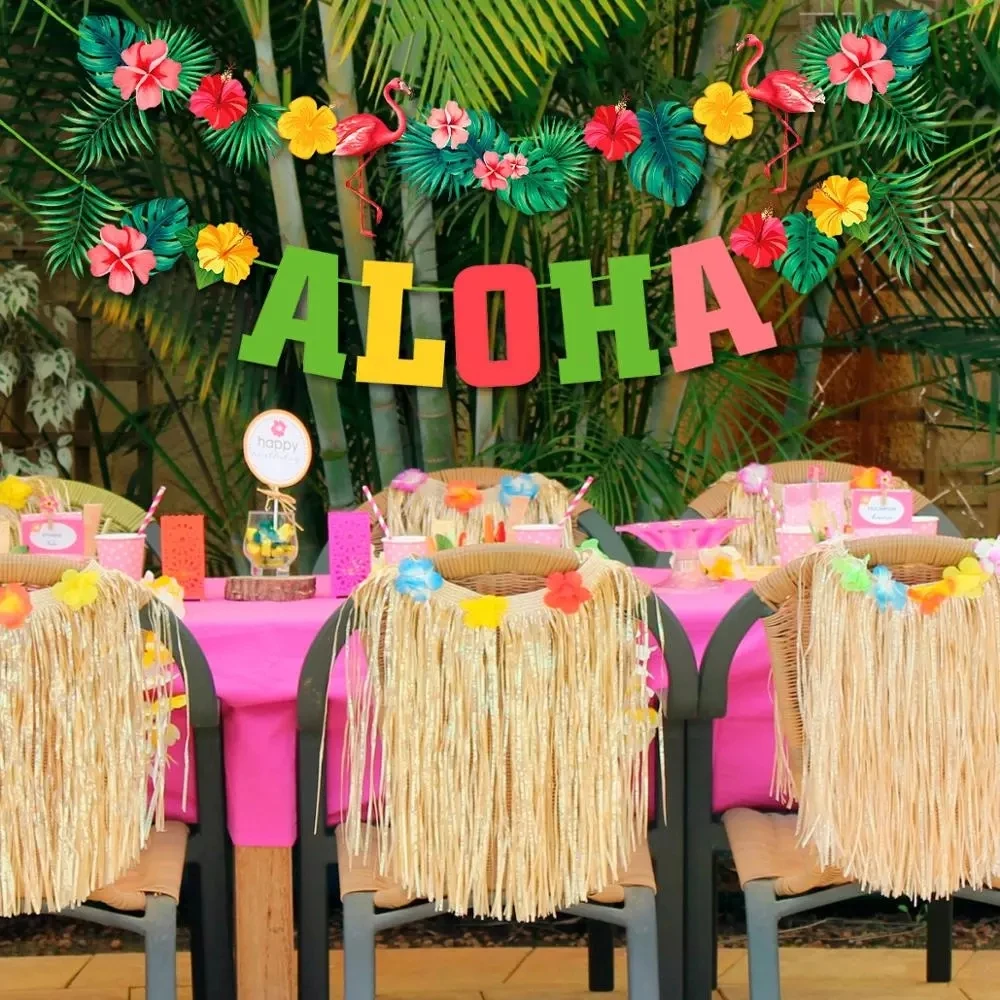 Przyjęcie hawajskie dekoracje ALOHA baner urodzinowy lato Flamingo hawajska impreza tropikalna balon ślub wystrój Baby Shower