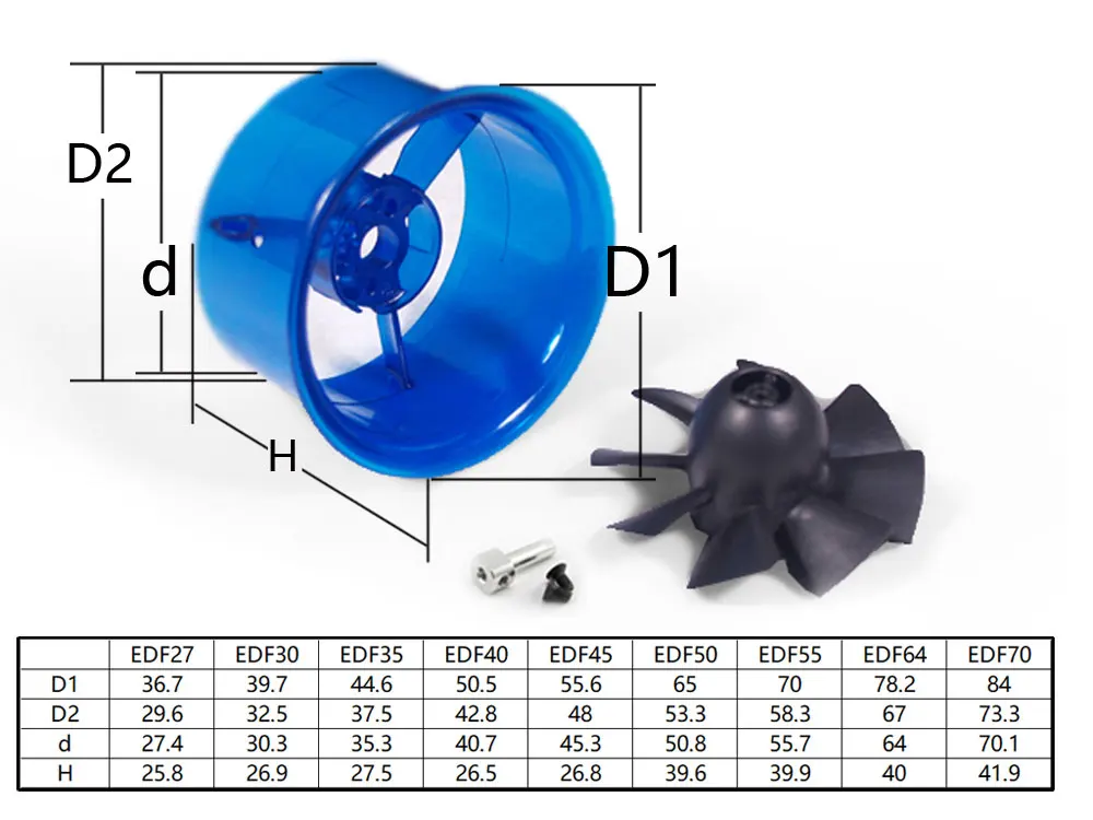 AEORC Patented Product EDF Ducted Fan with Brushless Motor for Jet Plane 8 Blade 27mm/30mm/35mm/40mm/45mm/50mm/55mm/64mm/70mm