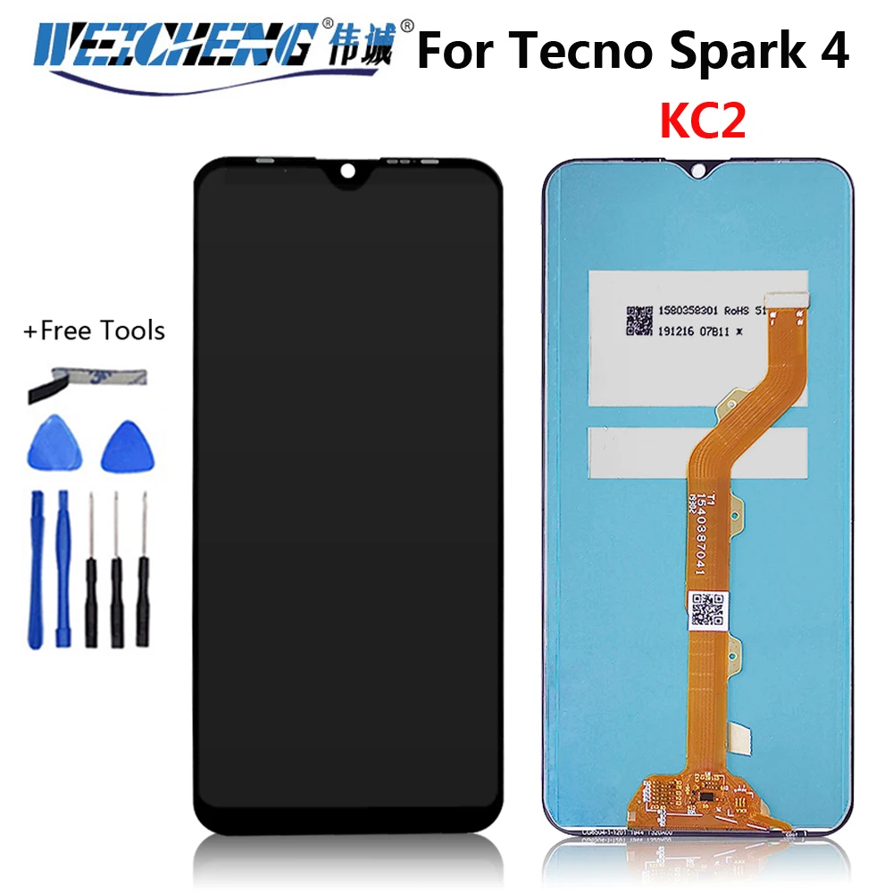 

For Tecno Spark 4 LCD KC2 Display Touch Screen Digitizer Assembly For Tecno Spark4 Spark 4 Lite KC8S LCD Sensor