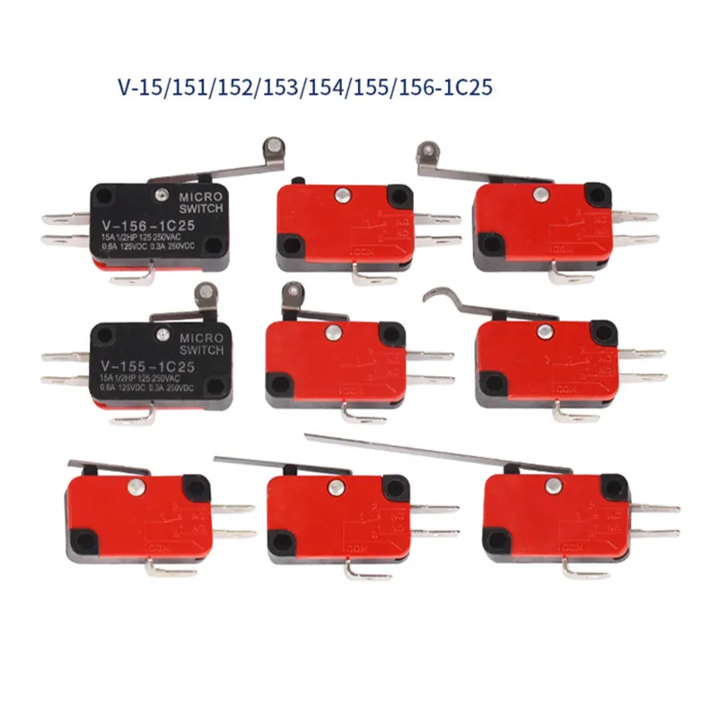 5 sztuk mikroprzełącznik wyłącznik krańcowy skoku V-151-1C25 V-152-1C25 V-153-1C25 V-154-1C25 V-155-1C25 V-156-1C25 przełącznik z długim uchwytem rolkowym