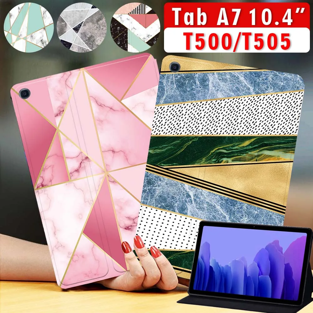 

For Samsung Galaxy Tab A7 10.4 Inch Tablet Adjustable Folding Stand Cover for Galaxy Tab A7 T500 T505 2020 Protective Case + Pen