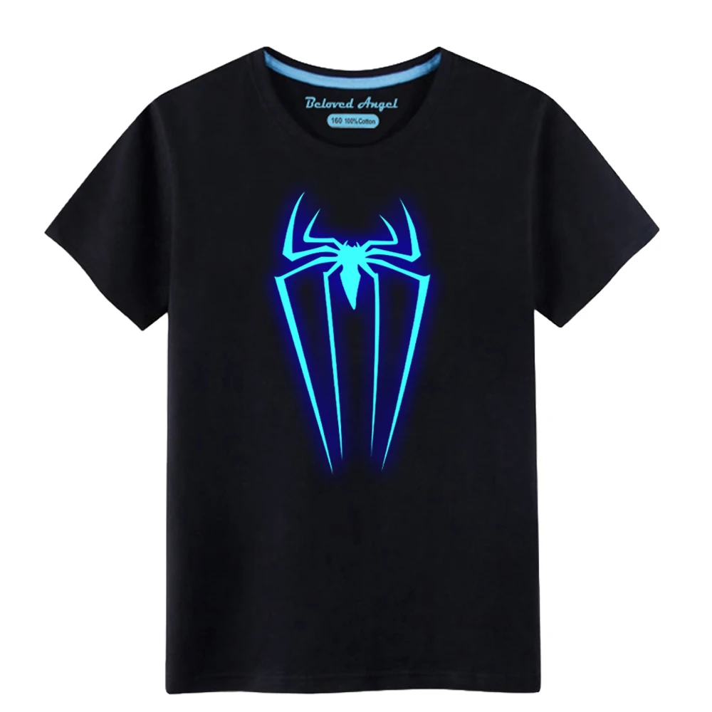 New Fashion Kids Boys T Shirt Funny Printed Luminous Tee Shirts Toddler Girls Tops Baby T-shirts Children Clothing 3-15 Years