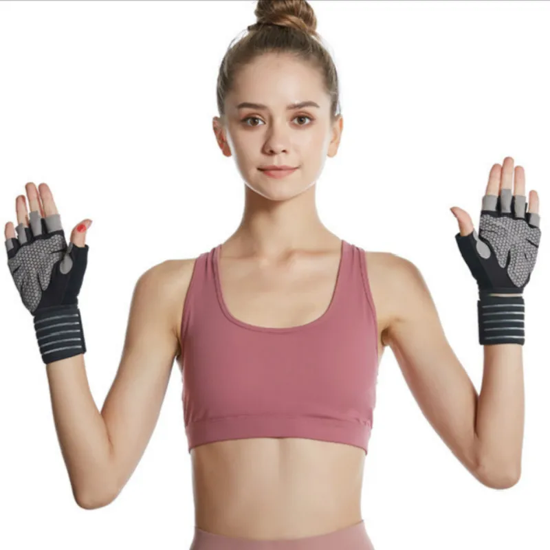 Gym Sports Gloves Half Finger Weight Lifting Gloves with Wrist Support Belt Men Women Workout Exercise Fitness Training Glove