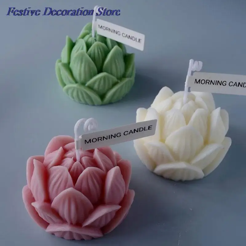 DIY Peony Handmade Soap Model Plaster Mold Aromatherapy Candle Silicone Mold 3D Lotus Flower Shape Soap Silicone Mould