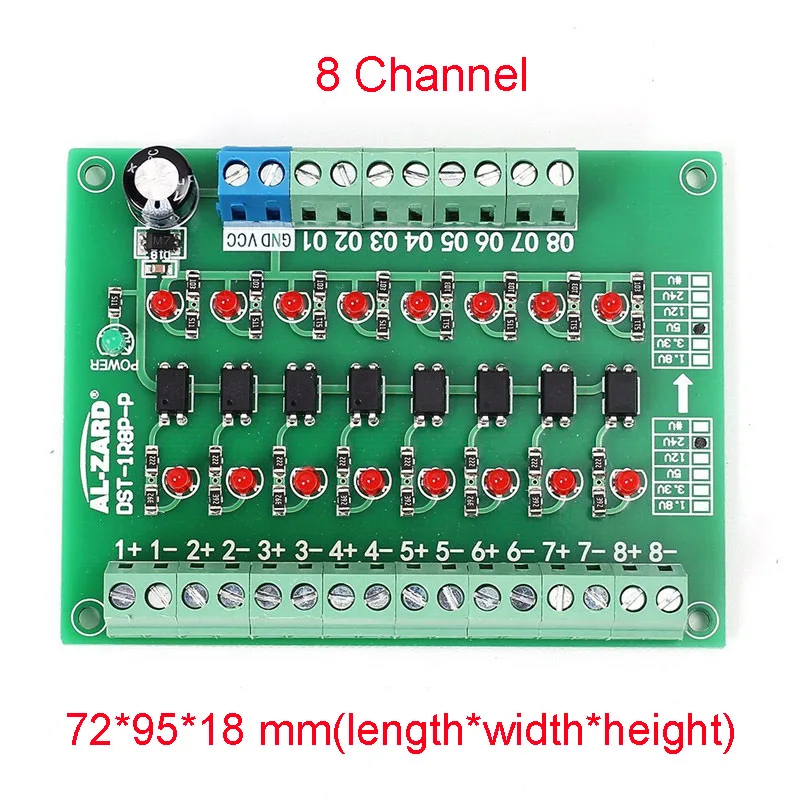 Hisonauto AL-ZARD Optocoupler Isolation Board Isolated Module PLC Signal Level Voltage Converter Board PNP 1.8-24V 2-4-8Channel