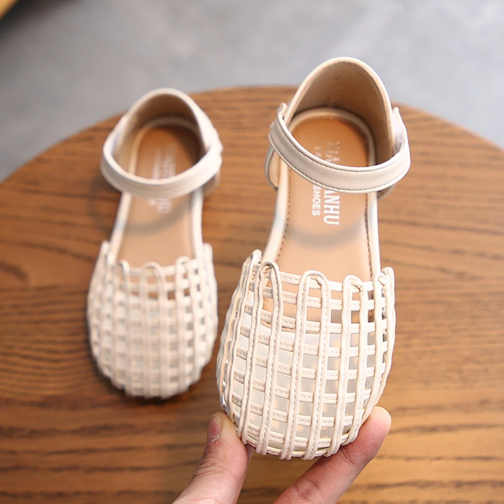 Bohemian Brown Sandals for Girls Plaid Princess Summer Shoes Casual White Wedding Flats Cool Breathable Lightweight Dressy Shoes