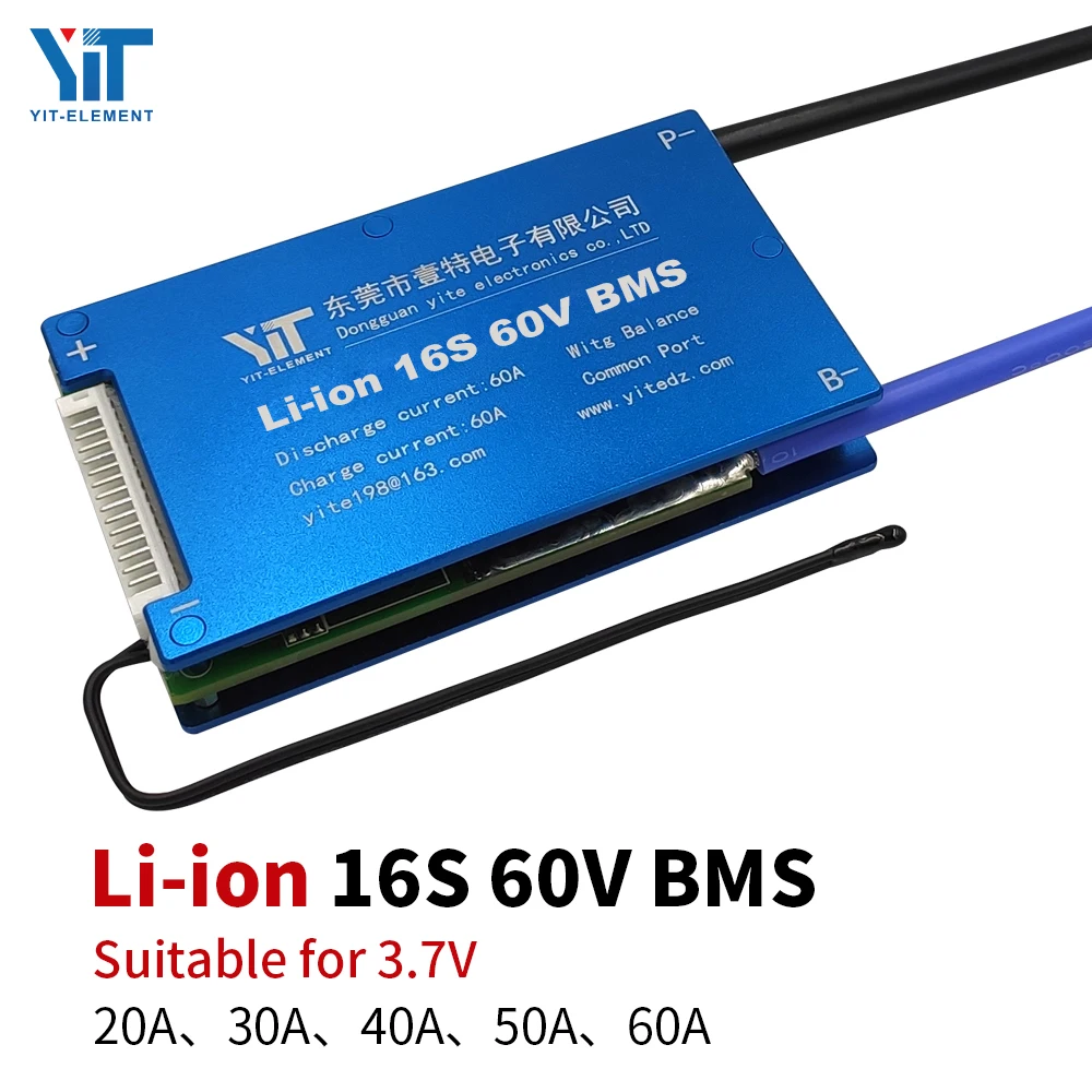 Li-ion 3.6V / 3.7V 16S 60V BMS electric scooter battery accessory protection board with balanced temperature control PCB