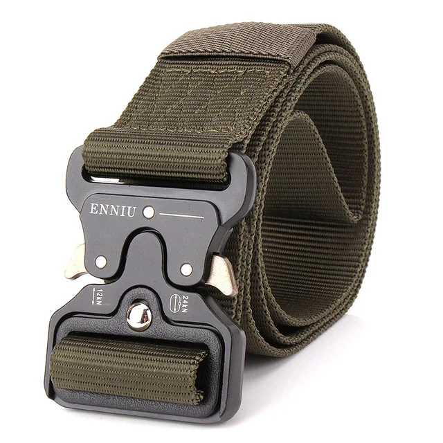 Military Equipment Tactical Belt Men Nylon Knock Off Metal Buckle Army Belt Strap Heavy Duty Soldier Combat Hunting Waist Belts