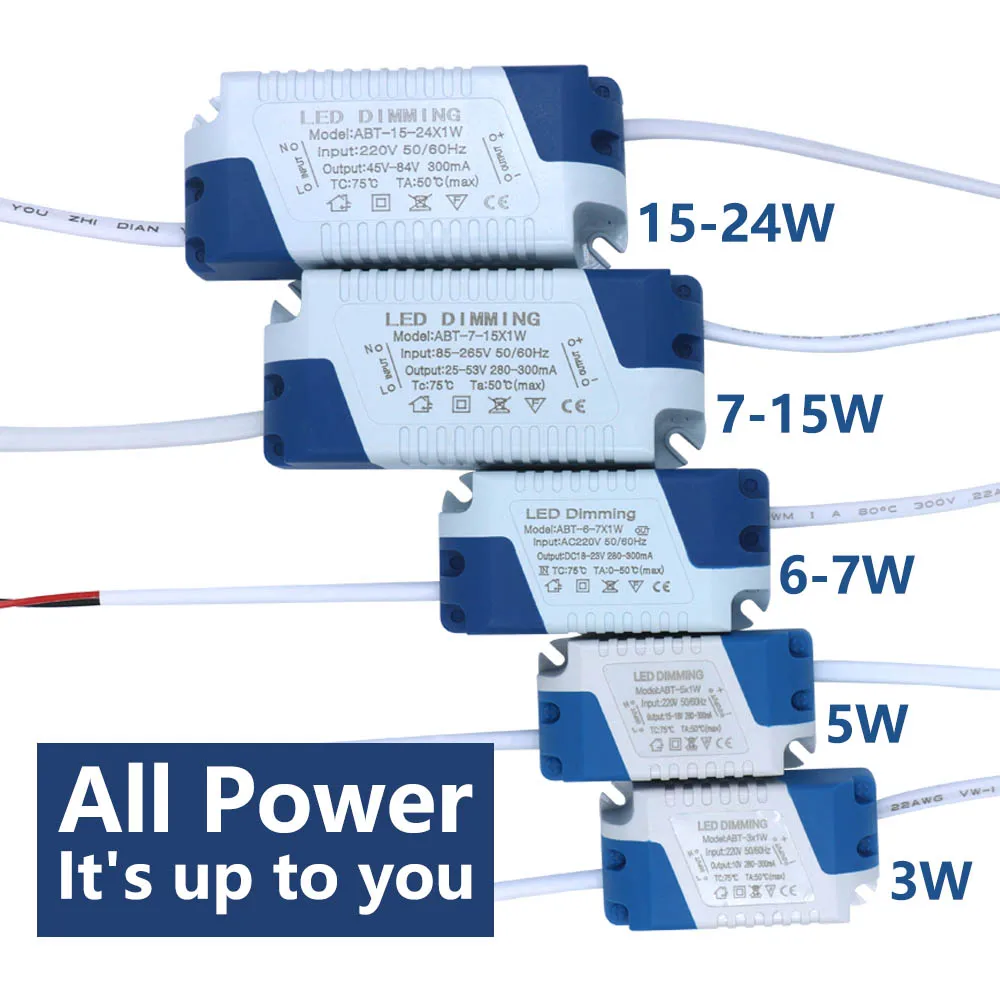 Imagem -05 - Adaptador de Fonte de Alimentação 3w 5w 67w 715w 1524w 220v 300ma Led Escurecimento Seguro Escudo de Plástico Driver Led para Luzes de Tira de Luz do Painel