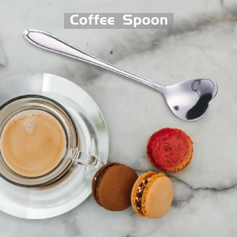 Stirring Spoon Stainless Steel Food Spoon Reusable Multi-use  Convenient Beautiful Flower Shape Dessert Spoon