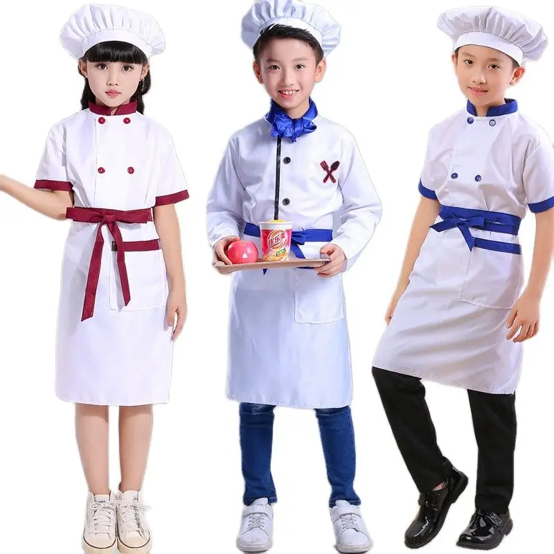 Petit costume de chef cosplay pour enfants, combishort pour jeunes enfants, uniforme de chef, tablier, pli imbibé